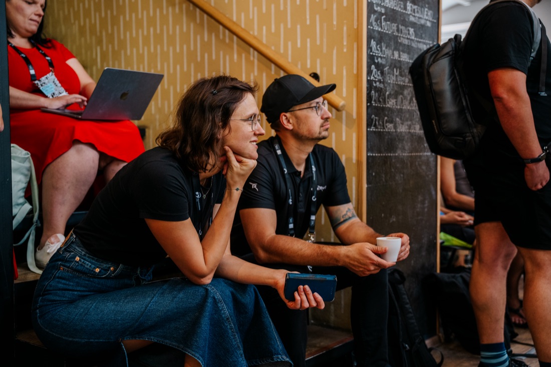 Informal conversation between attendees during the event